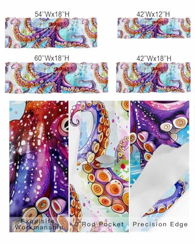 Rod Pocket Window Valances Short Kitchen Curtains 54x18IN,1 Panel D868