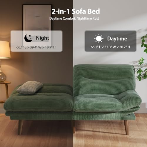 Grey Corduroy Convertible Futon Sofa Bed Z16755