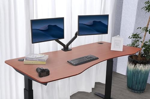 71" x 33" Electric Height Adjustable Stand up Desk with Curved Grey Top and Black Frame T37033