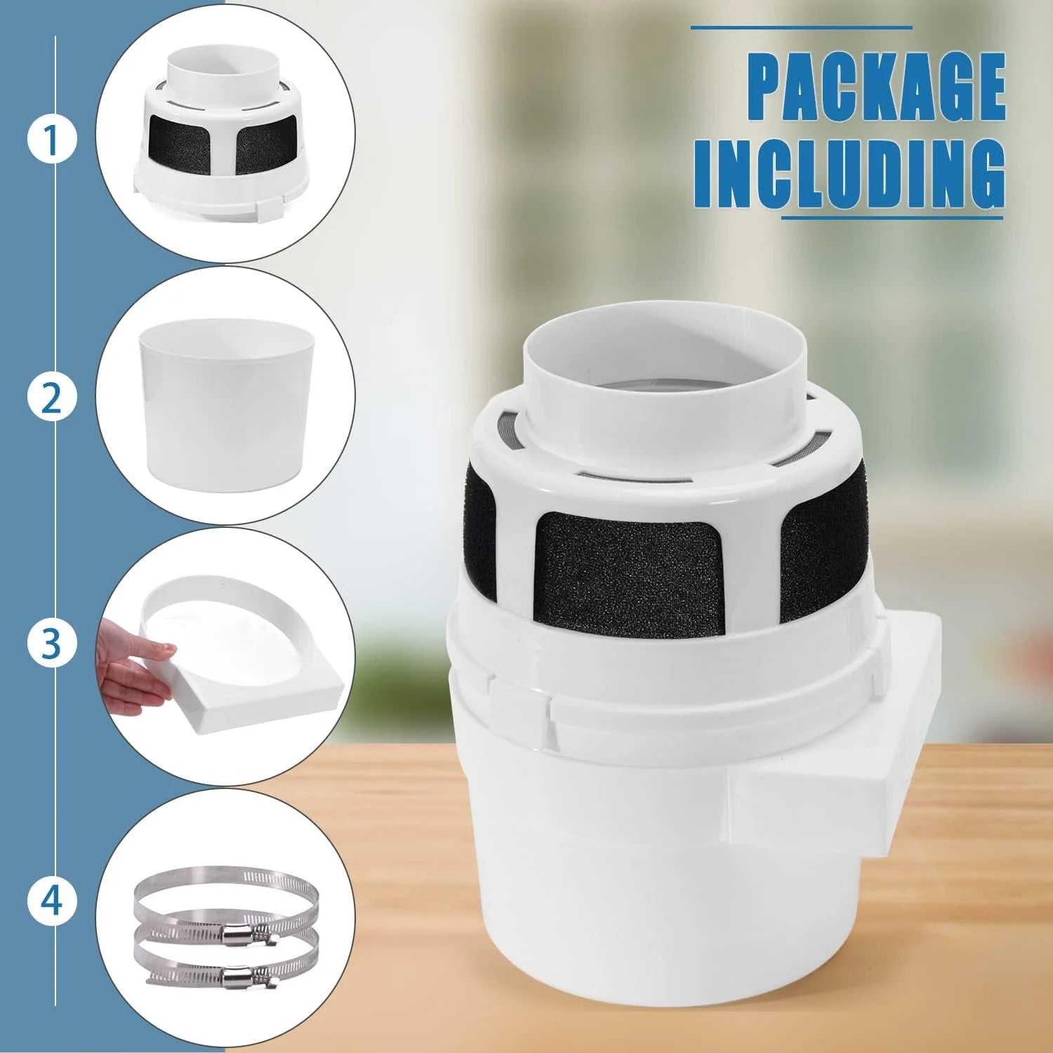Indoor Dryer Vent Kit with 4-Inch by 5-Feet Silver Duct L6701