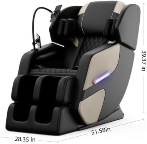 Gold PU Leather Zero Gravity Massage Chair with Airbags and Foot Roller S312787