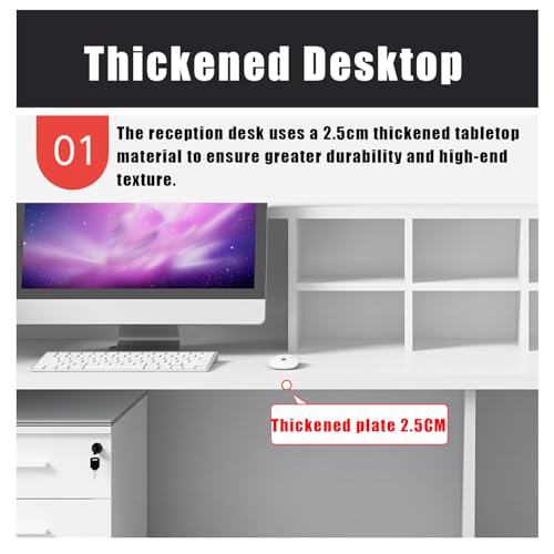 U-Shaped Wooden Reception Desk with Lockable Drawer S4397