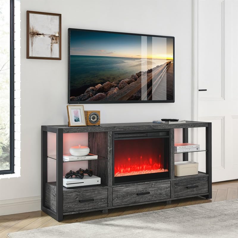 Grey TV Stand with Fireplace for TVs up to 65" M217070
