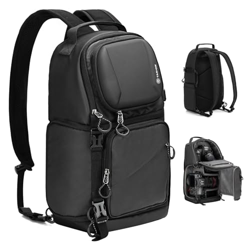 Black Waterproof Camera Sling Bag Backpack with Raincover Tripod Holder Z7746