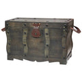 Antique Style Distressed Wooden Pirate Treasure Chest Trunk, Black F421373