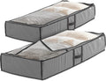 Underbed Storage Bag Organizer (2 Pack) Large Capacity Storage Box with Reinforced Strap Handles, PP Non-Woven Material, Clear Window A468386
