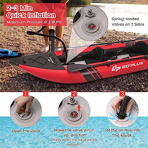 2-person Inflatable Kayak with Aluminium Oars, EVA Padded Seat, Hand Pump, Carry Bag V4944