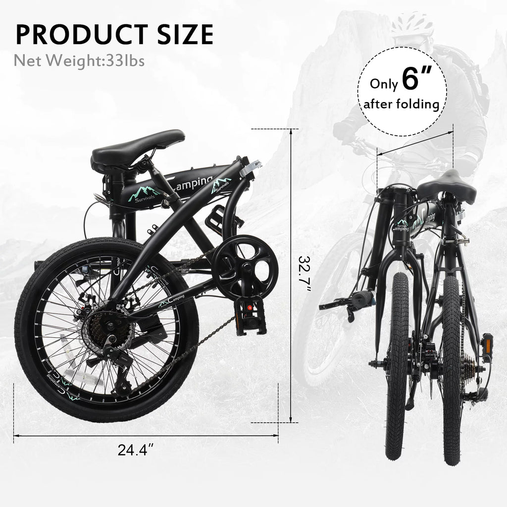 Black 7 Speed Folding Bicycle K76738