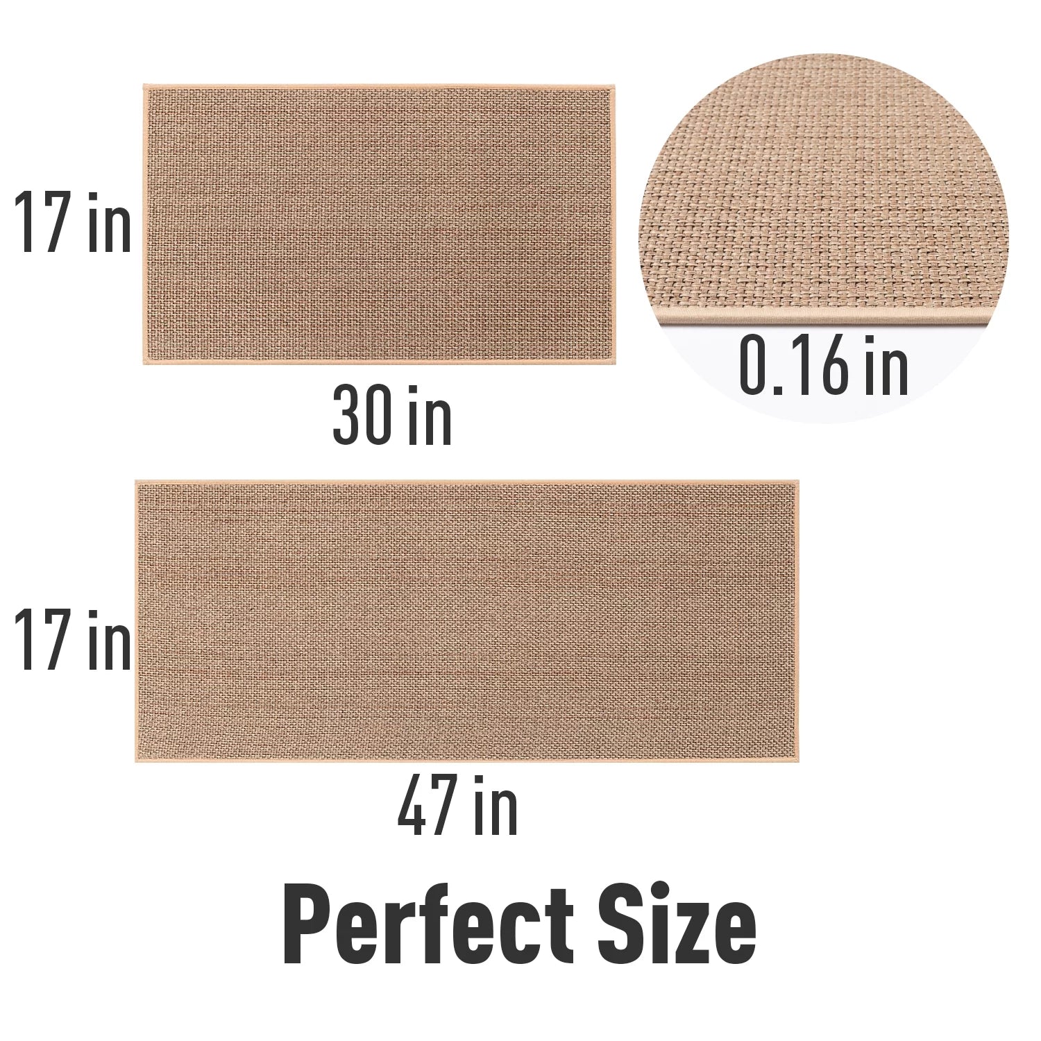 Oats Beige Non Slip Kitchen Runner Rugs, 2PCS T6400