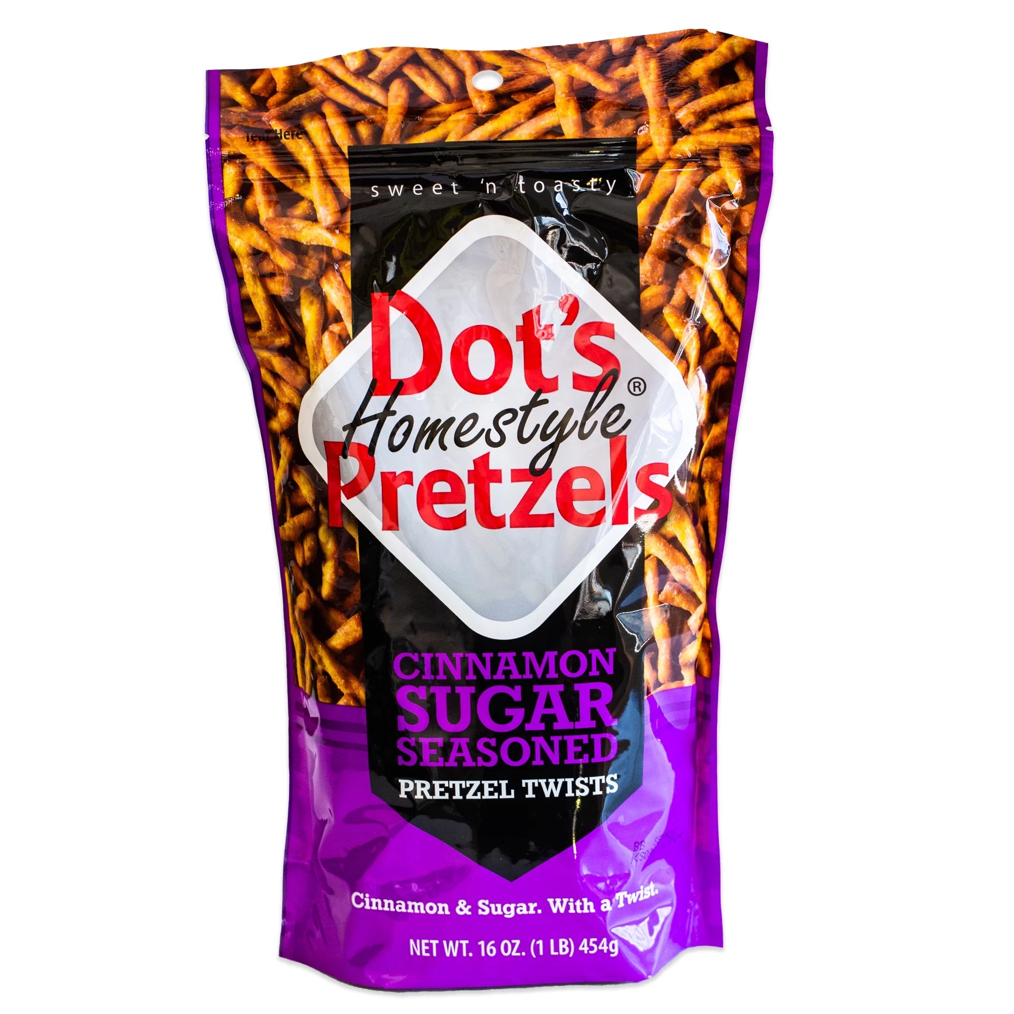 Cinnamon Sugar Pretzel Twists (16oz bag) - Sweet and Salty Butter Kettle Popcorn (5oz bag) - 2 Items Total J1261