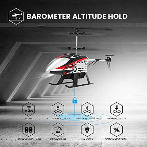 RC Helicopter with LED Lights, 2 Batteries, USB-C Charging T541