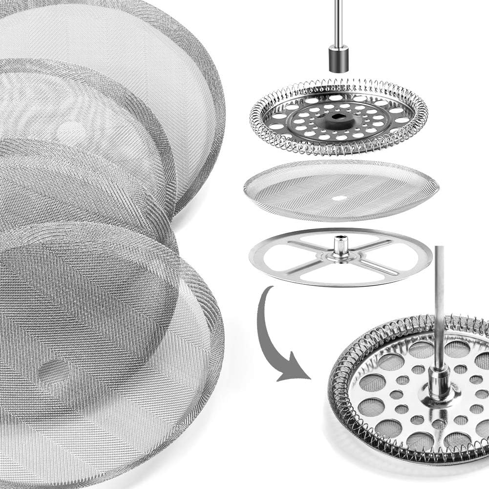 6 Pack Stainless Steel Mesh Replacement Filter Screen for French Press Coffee Makers X170424