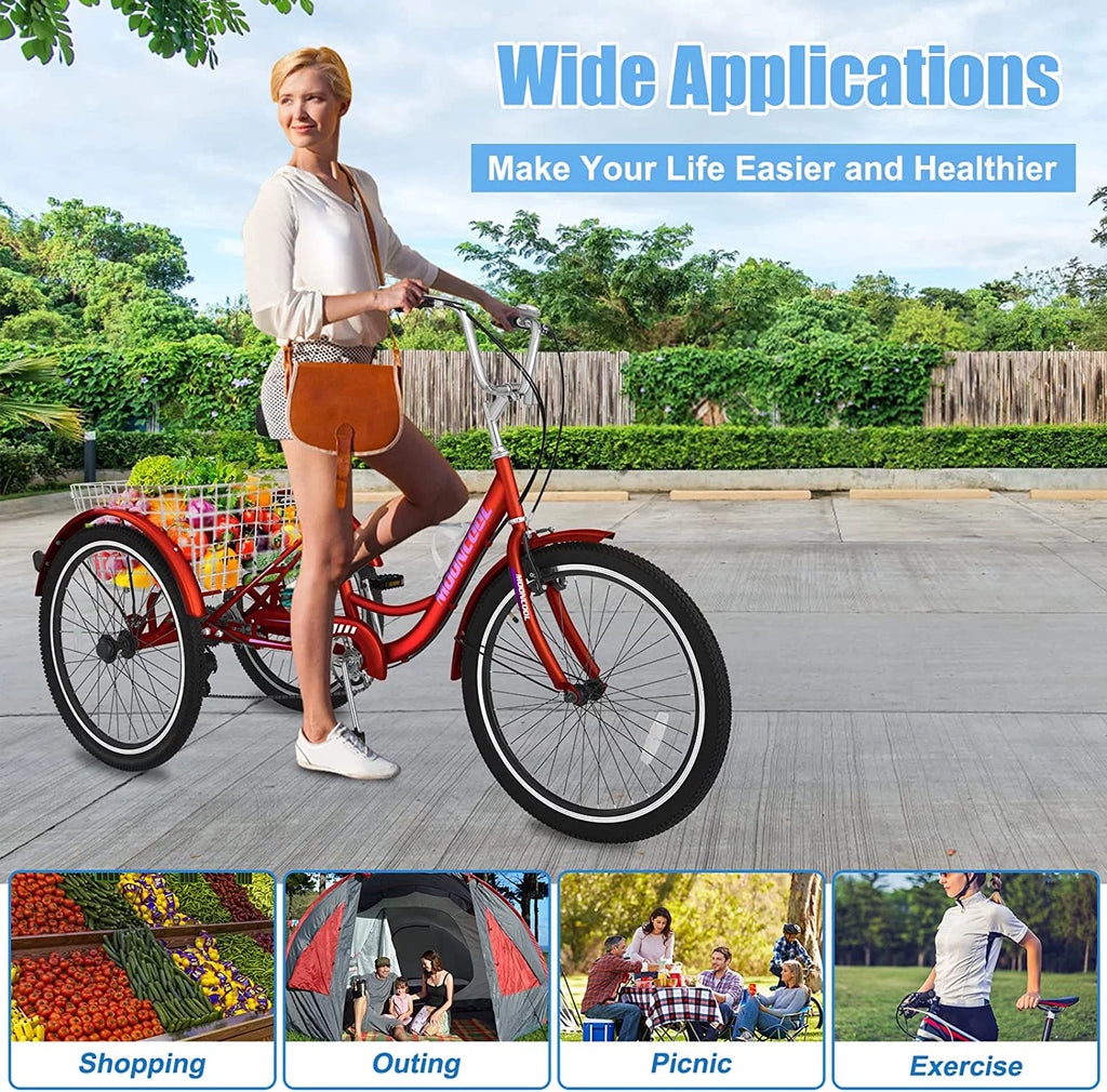 26 inch 7 Speed Adult Tricycle with Basket S7722