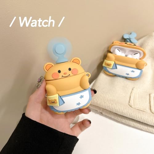 3D Cartoon Silicone Protective Cover with Keychain for AirPods 1/2 Case F99022