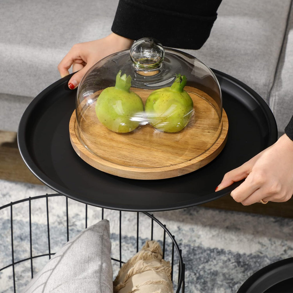 Black Round Nesting Coffee Tables Set of 2 F41832