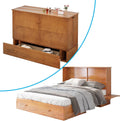 Queen Size Murphy Bed with Foldable Foam Mattress and Storage Drawer (Cherry) S894