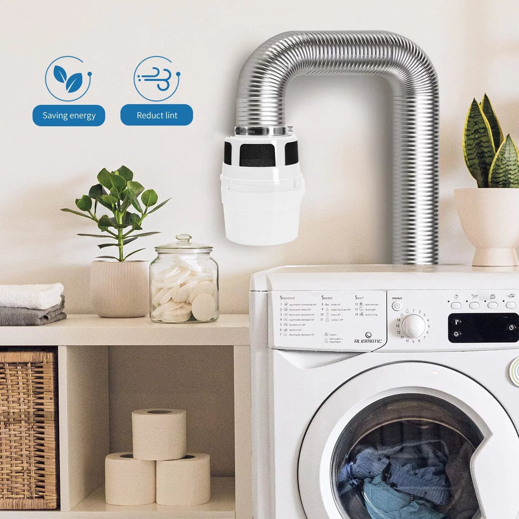 Indoor Dryer Vent Kit with 4-Inch by 5-Feet Silver Duct L6701