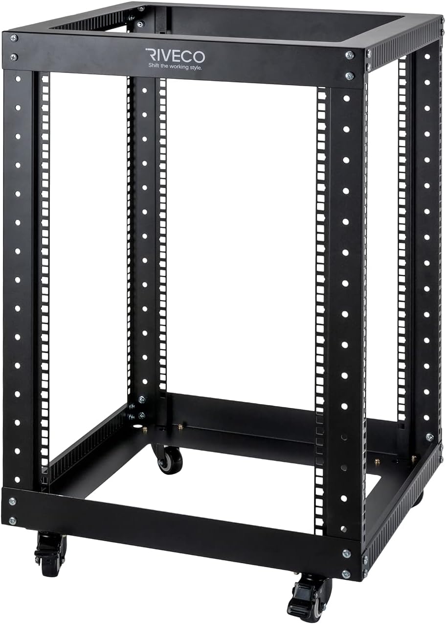 9U Open Frame Server Rack with Casters Black Q82983
