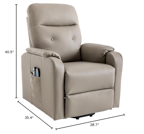 Grey Leather Electric Power Lift Recliner Chair with Massage K73270