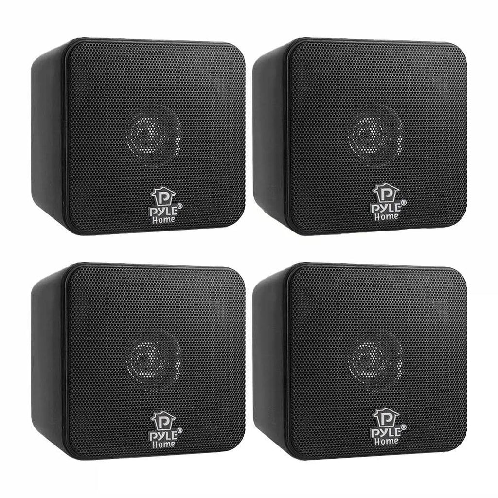 Black 4 inch 200W Mini Cube Bookshelf Stereo Speakers V70587