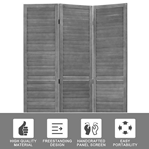 Brown 3 Panel Wood Folding Room Divider J980
