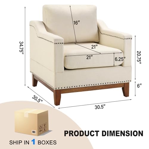 Beige 3-Seater Upholstered Sofa with Nailhead Trim Q2838