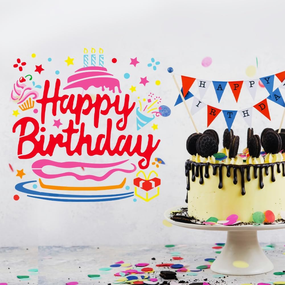Reusable Birthday Cake Art Stencil for Painting W468