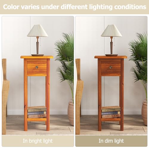 White Narrow End Table with Drawer & Shelf R687785