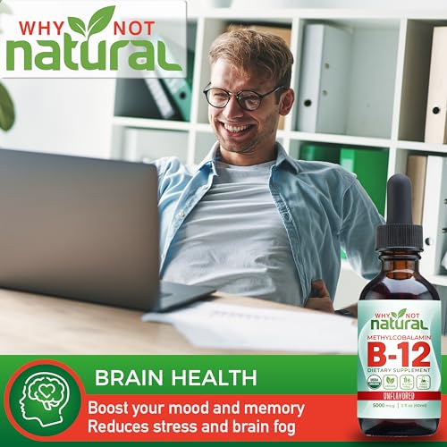 Natural Organic Vitamin B12 Liquid Sublingual 60 x 5000 mcg Methylcobalamin Drops R351242