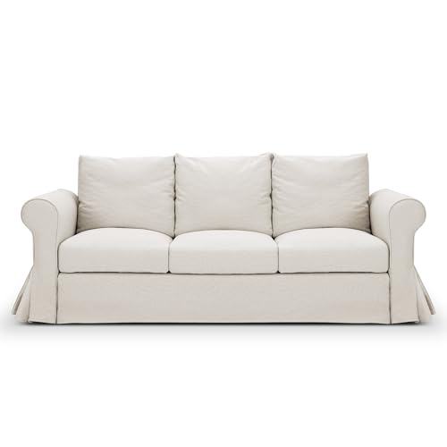 89" White Slip Covered Sofa with Extra Deep Seat B436142