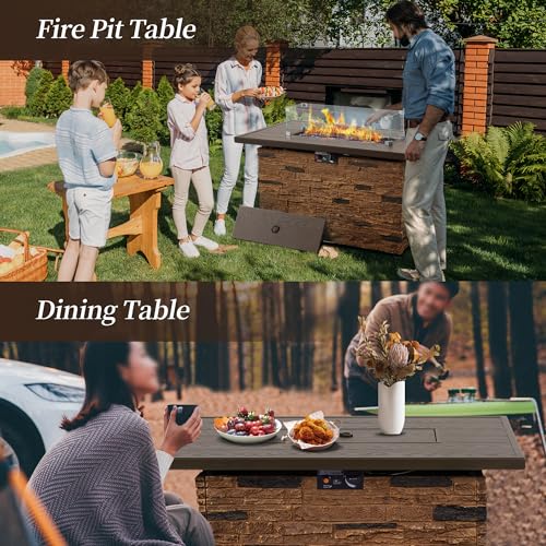 Propane Fire Pit Table with Glass Wind Guard and Lid Z2133