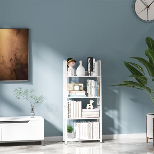 White 5 Tiers Tall Bookshelf V11895