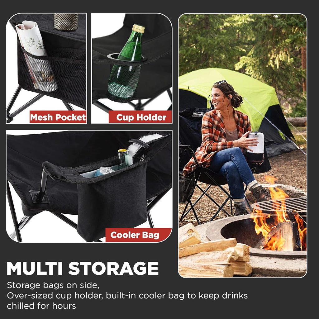 4/6 Person Dark Room Camping Tent with Screened Porch, Folding Beach Chair with Built in Drinks Cooler K35581