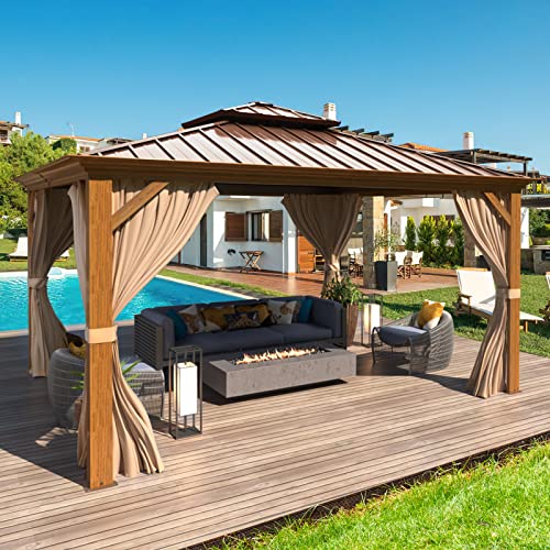 12'x16' Hardtop Gazebo with Curtains and Netting A6463