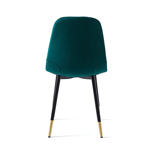 Green Velvet Set of 4 Dining Chairs with Metal Legs L751