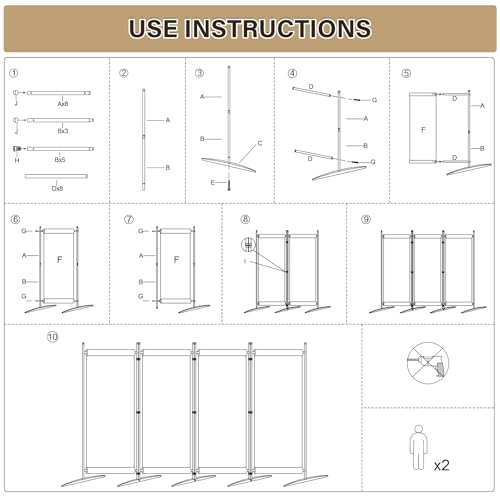Black 4 Panel Room Divider X382920
