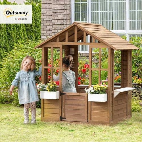 White 47" x 38" x 54" Wooden Playhouse J465005