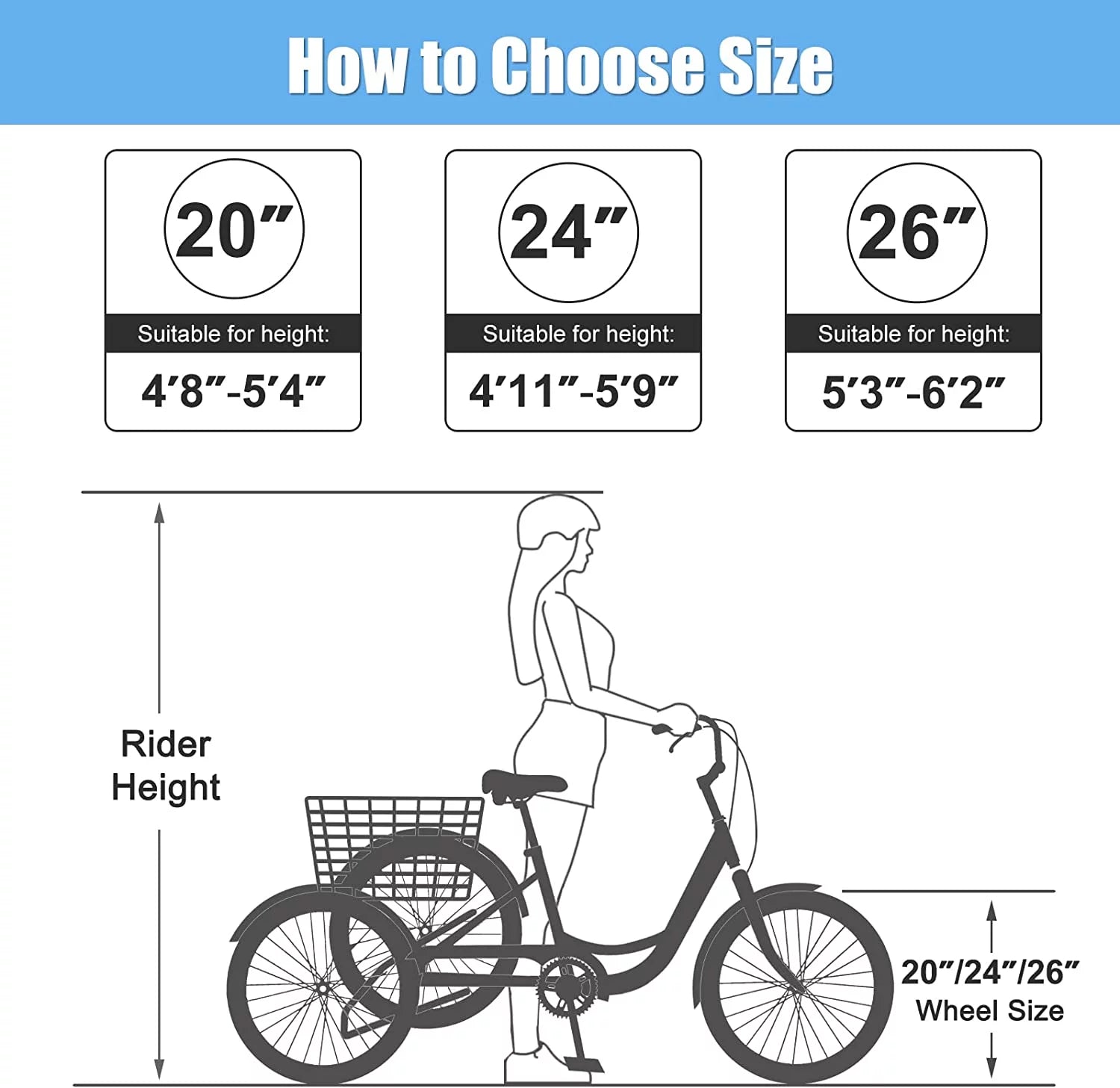 26 inch 7 Speed Adult Tricycle with Basket S7722