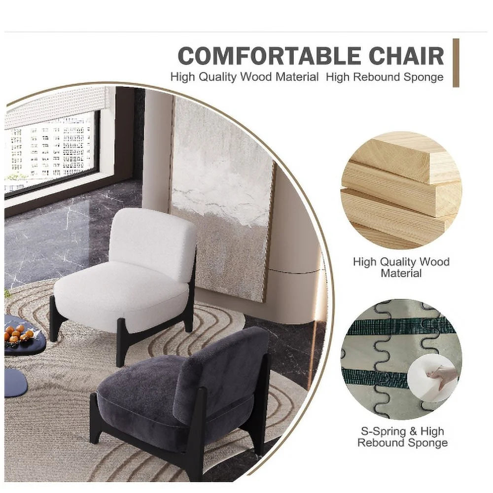 Black Velvet Upholstered Accent Chair with Solid Wood Frame W36064