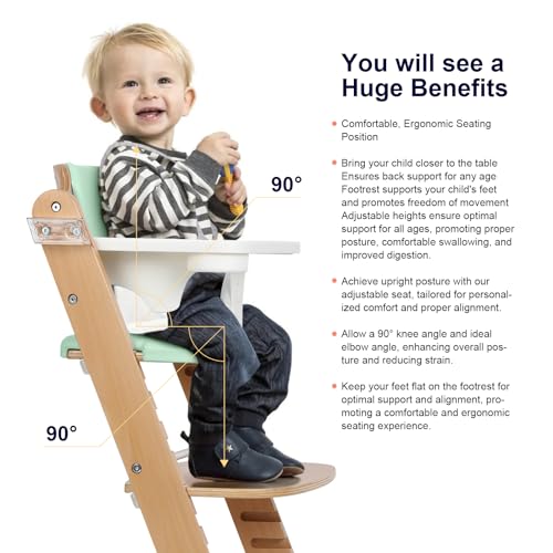 Natural Wooden High Chair with Cushions (Green) E791