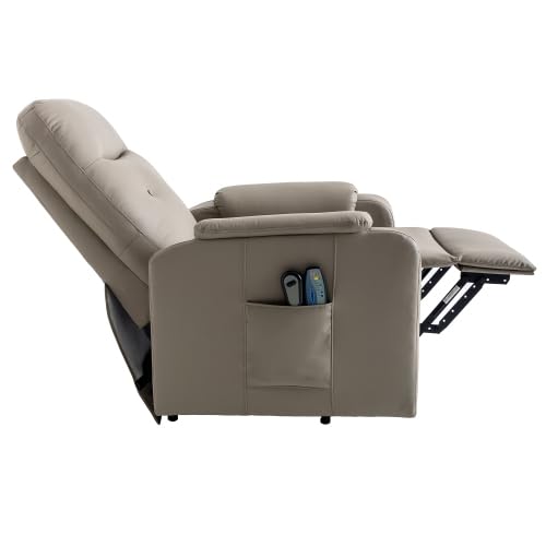 Grey Leather Electric Power Lift Recliner Chair with Massage K73270