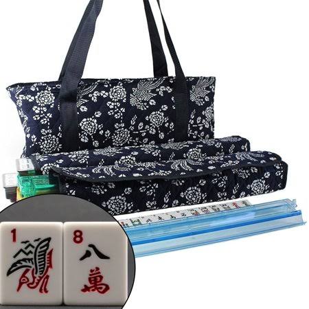 Blue Phoenix 166 Tiles American Mahjong Set with Soft Bag and 4 Color Pushers N9534