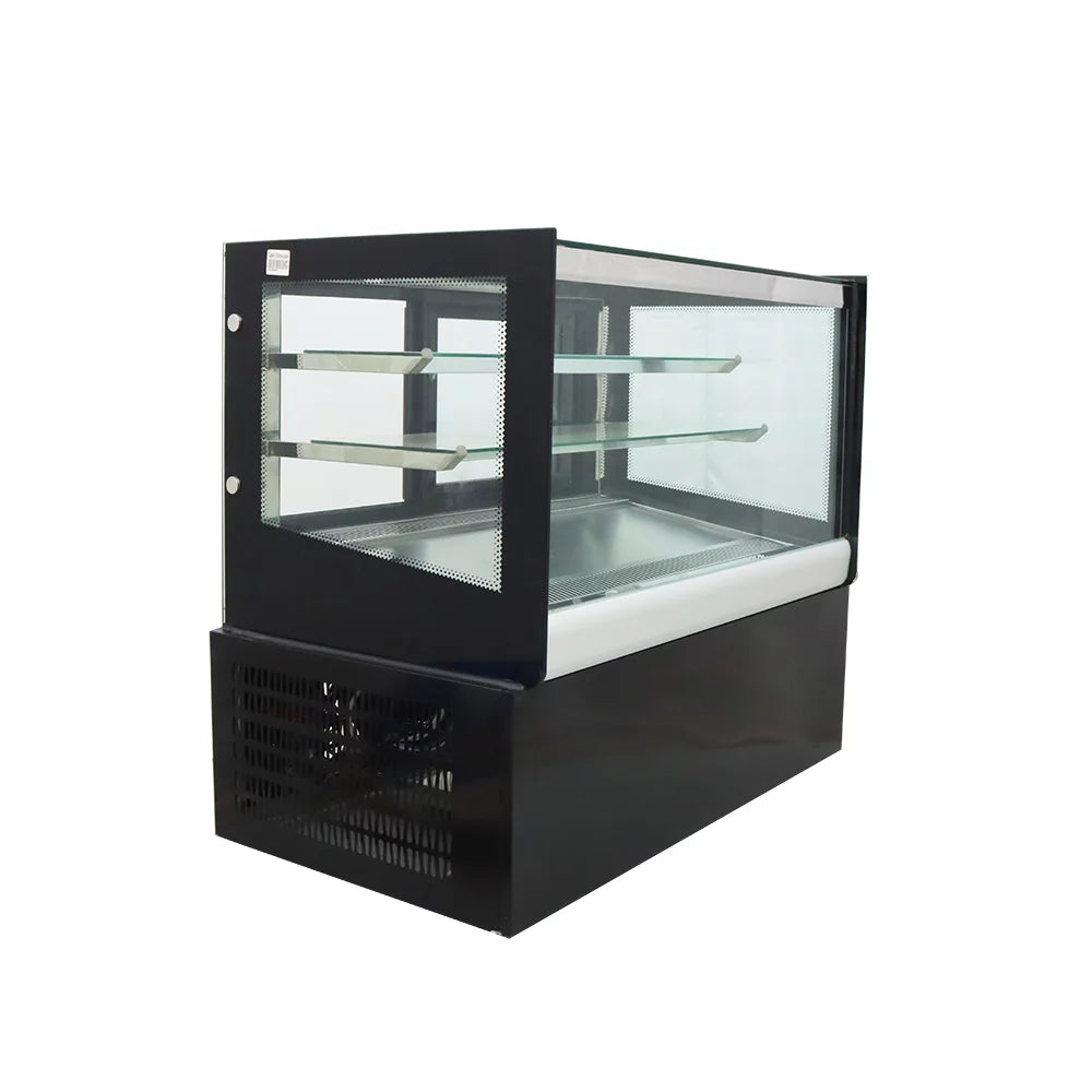 35" Refrigerated Cake Showcase Cooling Display Case Bakery Cabinet Defrost Right Angle 2-layer Back Sliding Door Desktop A5184