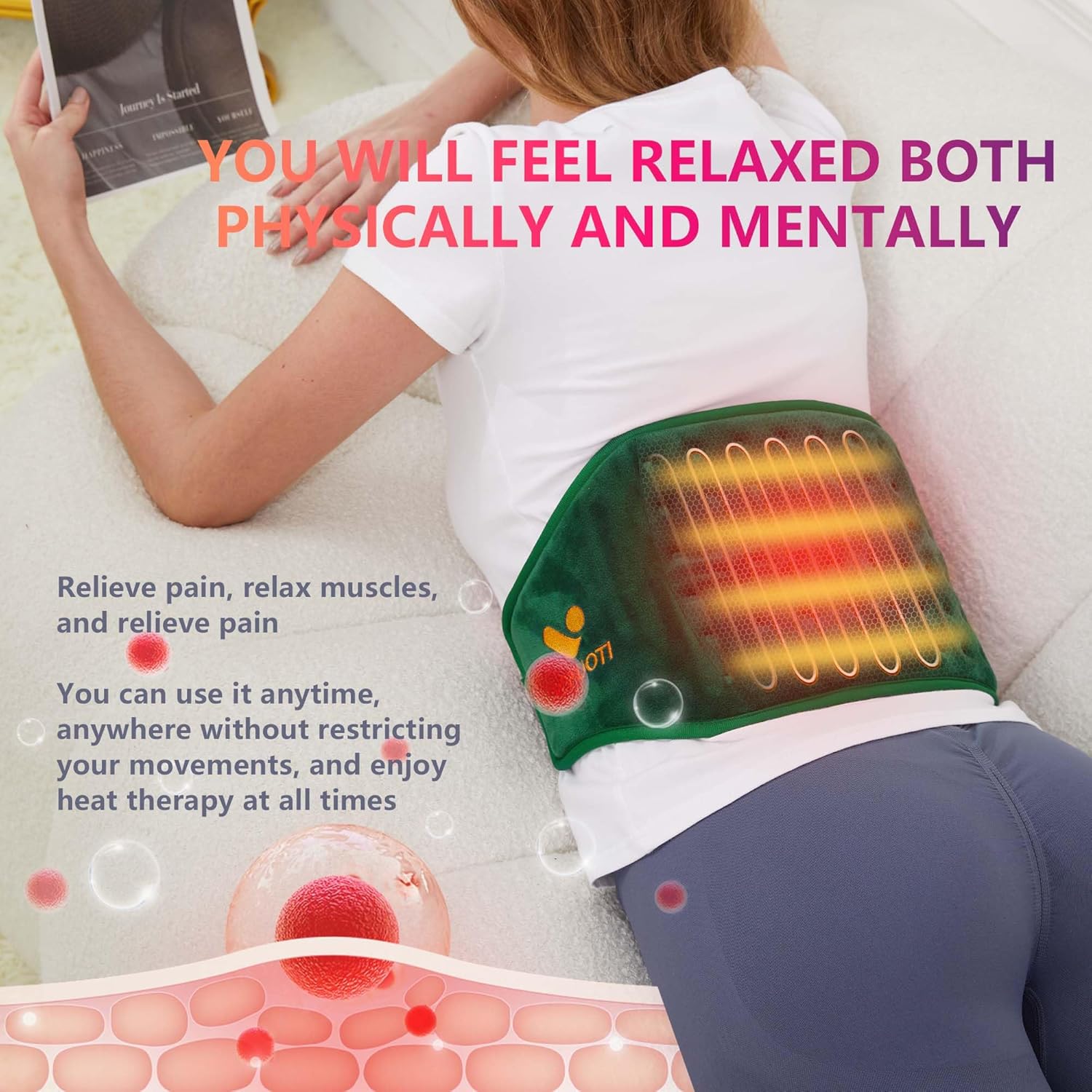 Cordless Heating Pad with Battery and 3 Heat Settings Q371