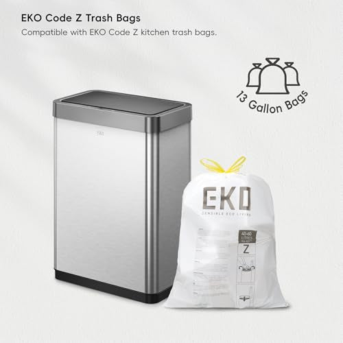 47 Liter 12.4 Gallon Touchless Rectangular Motion Sensor Trash Can with Removable Liner Brushed Stainless Steel Finish M22410