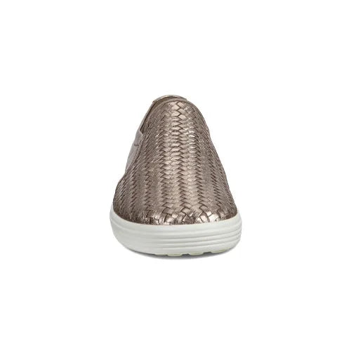 Women's Stone Metallic Leather Soft 7 Woven Slip-On Sneakers I644627