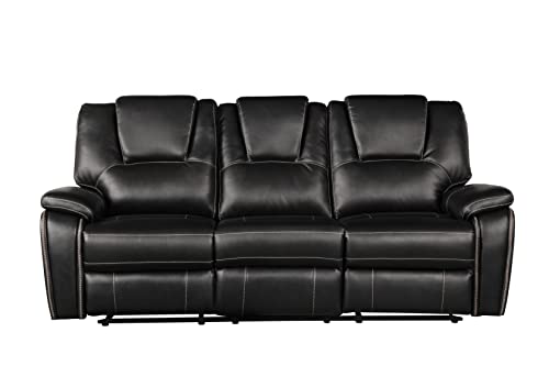 3 Piece Black Faux Leather Power Reclining Sofa Set K4802