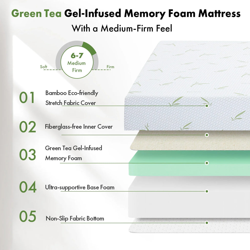 6 inch Memory Foam Mattress with Bamboo Cover H66108