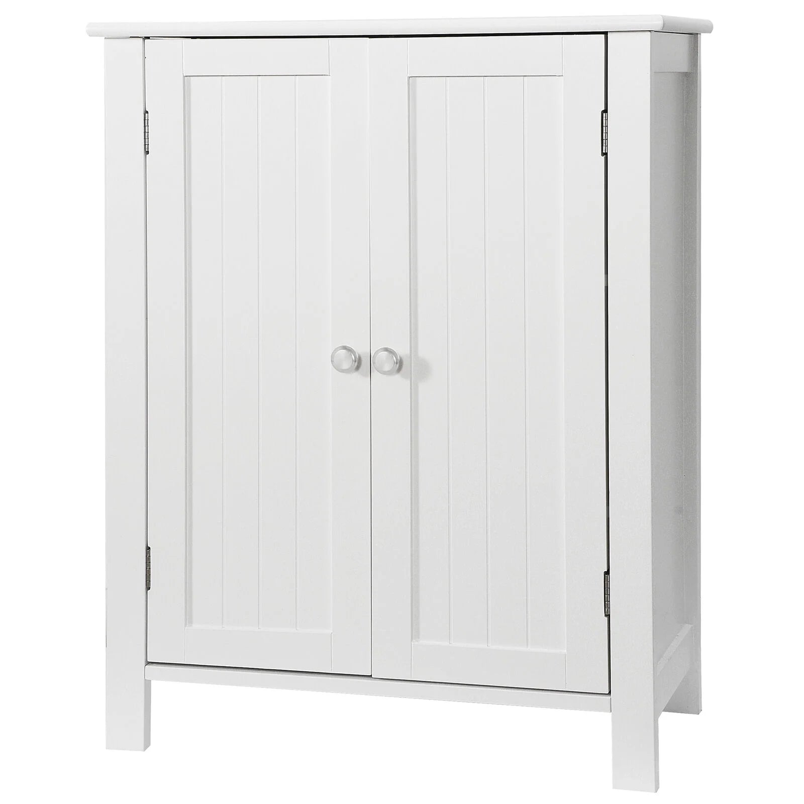 White Double Door Adjustable Shelf Bathroom Floor Storage Cabinet C1067