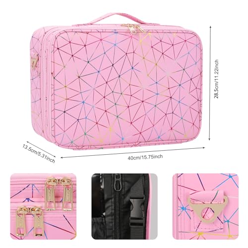 Large Capacity 3 Layers Makeup Case Cosmetic Organizer Brush Bag Barber Train Case M433